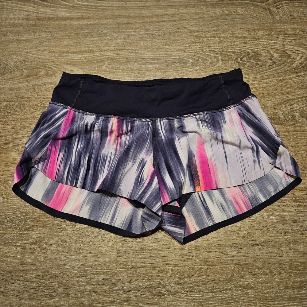Lululemon Run Speed Short Naked Seam Women 4‎ Mirage Deep Indigo Black 2.5"
